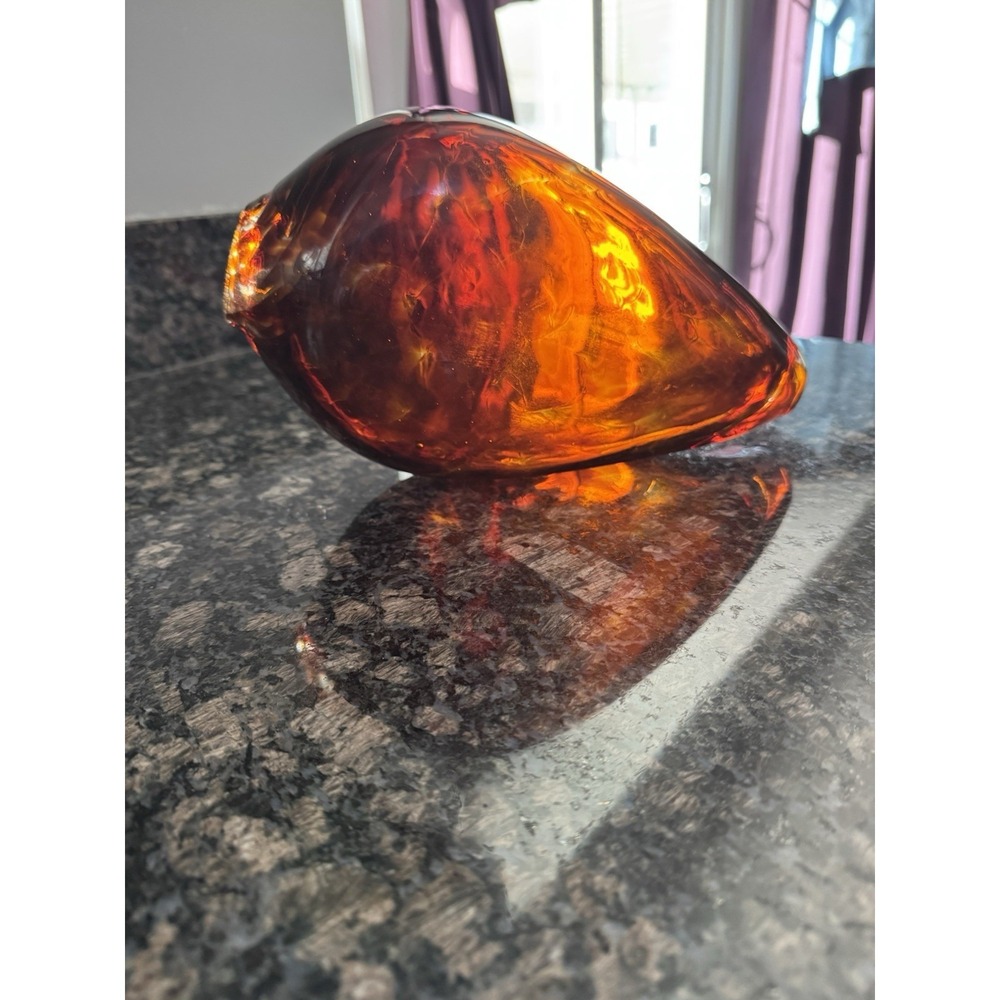 Murano Viking Style Hand Blown Tortoise Shell Glass Sculpture Vase Vintage